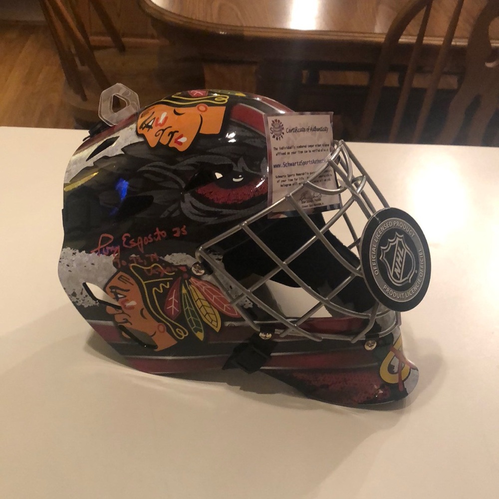 autographed Tony Esposito Blackhawks NHL helmet with COA